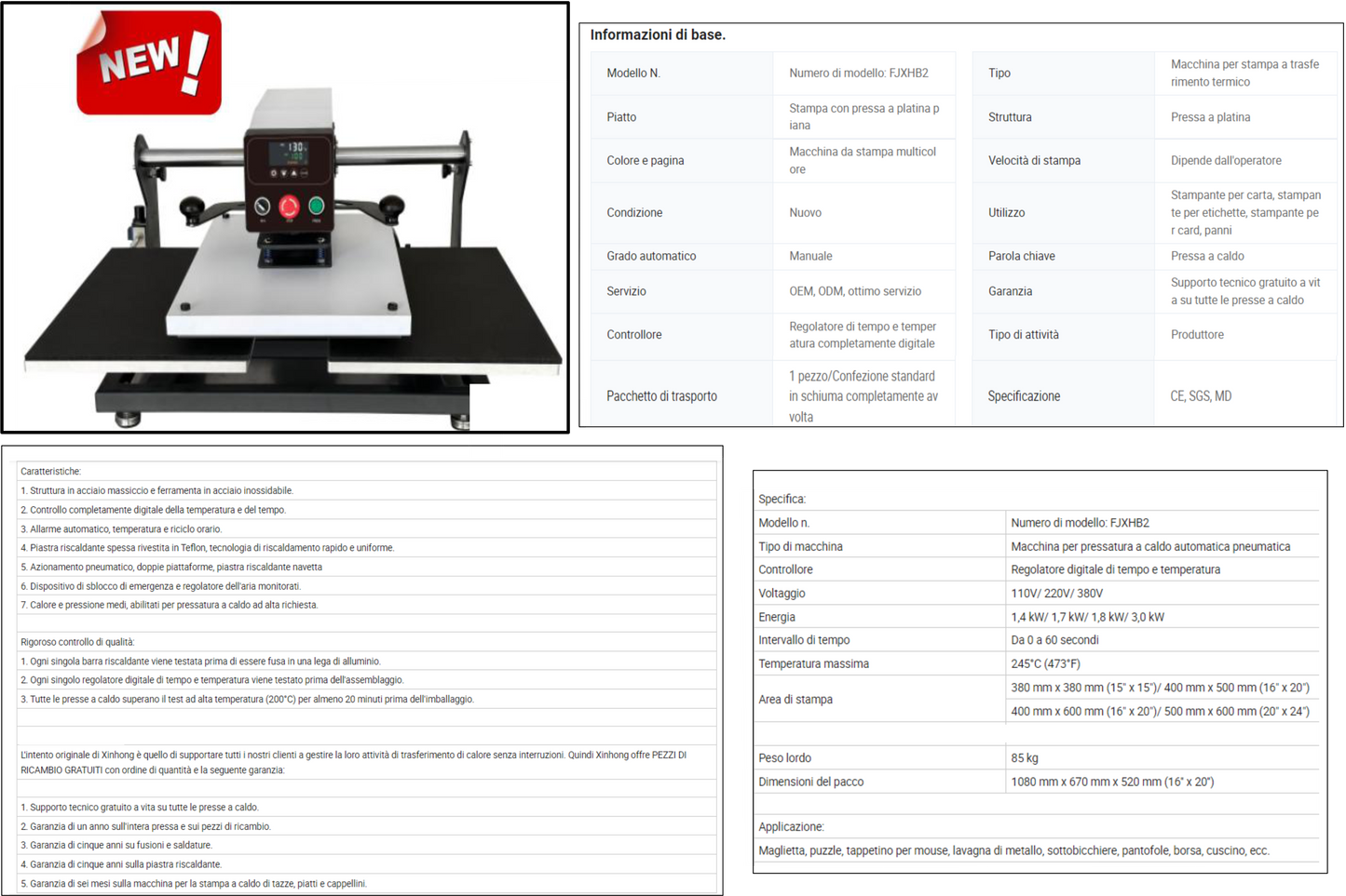 TERMOPRESSA ELETTRICA AUTOMATICA DOPPIO PIATTO 40X60 (FJXHB2-4 )